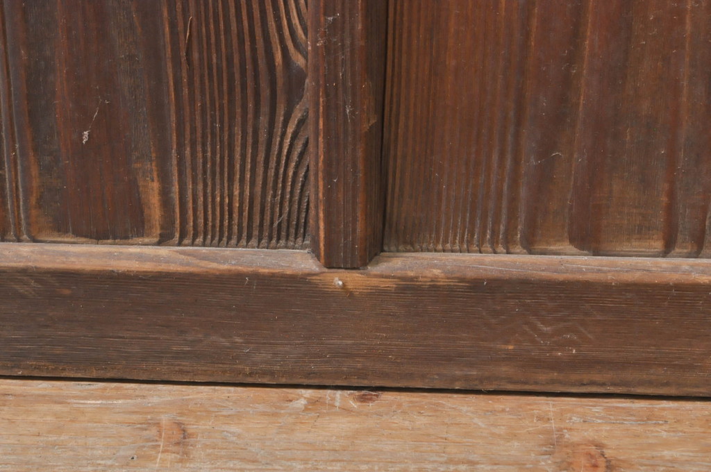 アンティーク建具　大正ロマン　温かみのある木味が魅力的な幅広ガラス戸1枚(引き戸)(R-068316)