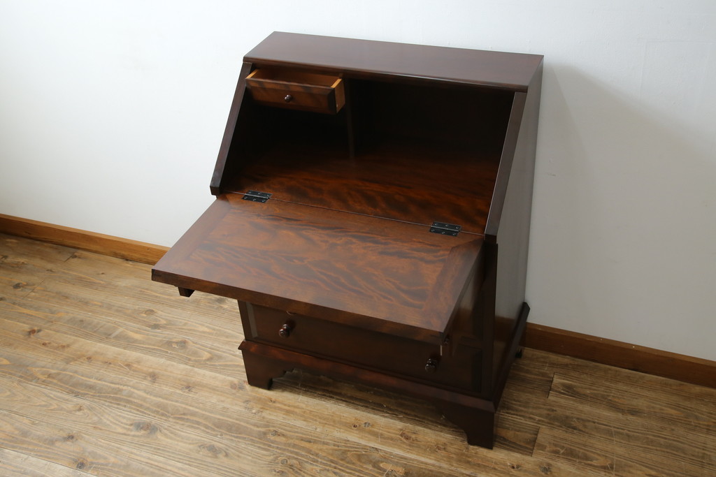 中古　超美品　松本民芸家具　#33A型　コンパクトなライティングビューロー(机、デスク、在宅用、在宅ワーク用、ワークデスク、引き出し)(定価約40万円)(R-082695)