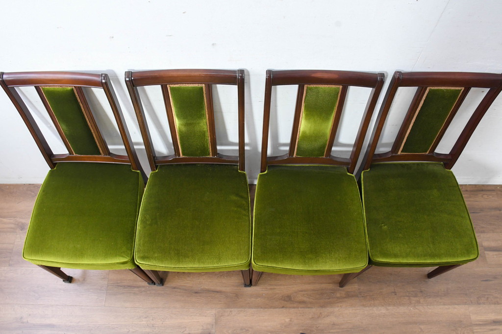 中古　美品　神戸洋家具　メープル不二屋　上品な佇まいが魅力的なダイニングチェア4脚セット(椅子、イス、アームレスチェア、ばら売り可能)(R-084420)