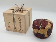【骨董買取】漆芸作家　篠原如雪(Shinohara Josetsu)　波丹頂鶴平棗(茶器、茶道具、漆工芸、漆器)を買取りました。