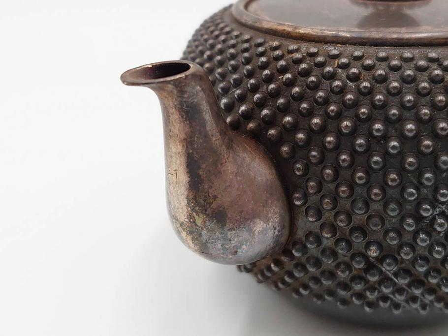 純銀　玉霰　重量 約216g　匠の技が光る急須(銀瓶、横手、煎茶、水注、茶道具、茶器、水差、水指)(R-084504)