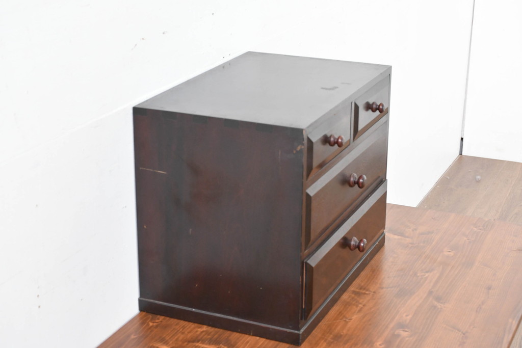 中古　美品　松本民芸家具　立体的なデザインが魅力の凸面小引き出し(卓上収納、小物収納)(R-084274)