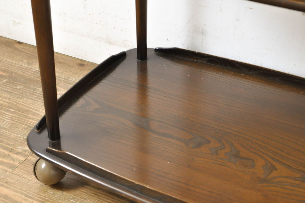 イギリスビンテージ　ERCOL(アーコール)　落ち着いた色合いが品のあるトロリー(キャスターワゴン、キッチンワゴン、ワゴンテーブル、ヴィンテージ)(R-063162)