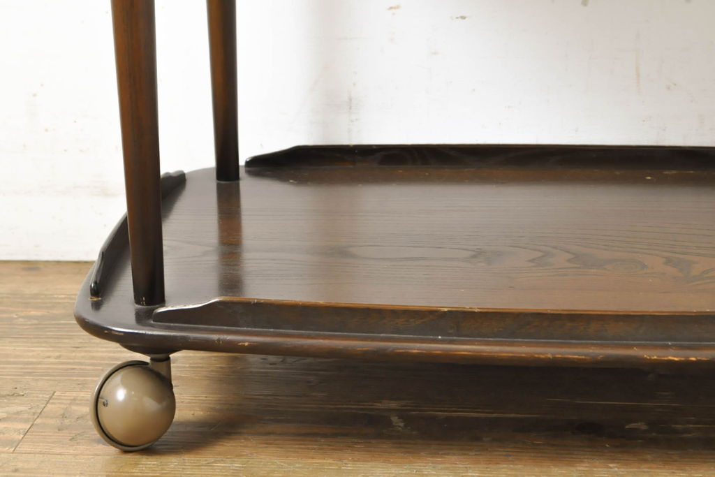 イギリスビンテージ　ERCOL(アーコール)　落ち着いた色合いが品のあるトロリー(キャスターワゴン、キッチンワゴン、ワゴンテーブル、ヴィンテージ)(R-063162)