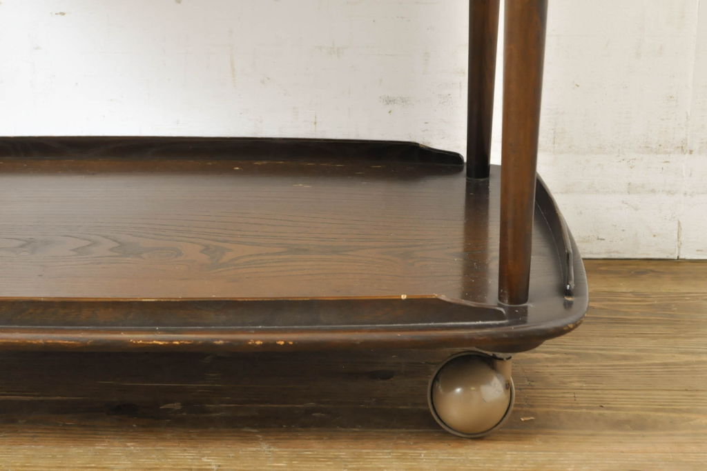 イギリスビンテージ　ERCOL(アーコール)　落ち着いた色合いが品のあるトロリー(キャスターワゴン、キッチンワゴン、ワゴンテーブル、ヴィンテージ)(R-063162)