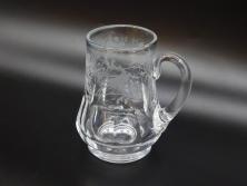1981年　フランス　Baccarat　バカラ　キリンビアマグコレクション　コレクターズグラス　クリスタルガラス　鳳凰と草花のデザインが優美なビアマグ(KIRIN COLLECTORS GLASS、ジョッキ、グラス、フルレッドクリスタルガラス)(R-077762)