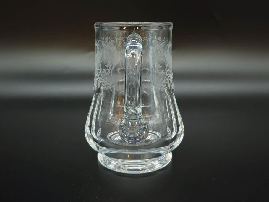 1981年　フランス　Baccarat　バカラ　キリンビアマグコレクション　コレクターズグラス　クリスタルガラス　鳳凰と草花のデザインが優美なビアマグ(KIRIN COLLECTORS GLASS、ジョッキ、グラス、フルレッドクリスタルガラス)(R-077762)