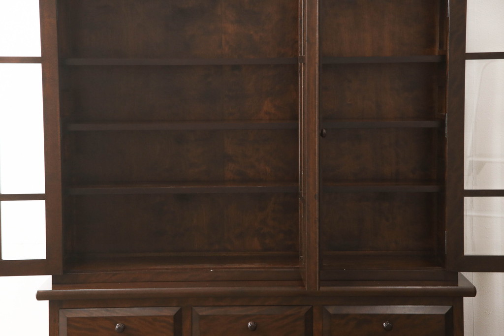 中古　美品　松本民芸家具　和モダンな佇まいが美しい食器棚(収納棚、戸棚、キャビネット、カップボード)(R-059899)