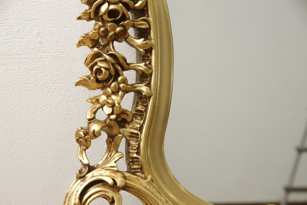 中古　イタリア　SILIK(シリック)　ロココ調の細やかで豪華な彫刻が見事!存在感を放つウォールミラー(壁掛け鏡)(定価35万円)(R-057506)