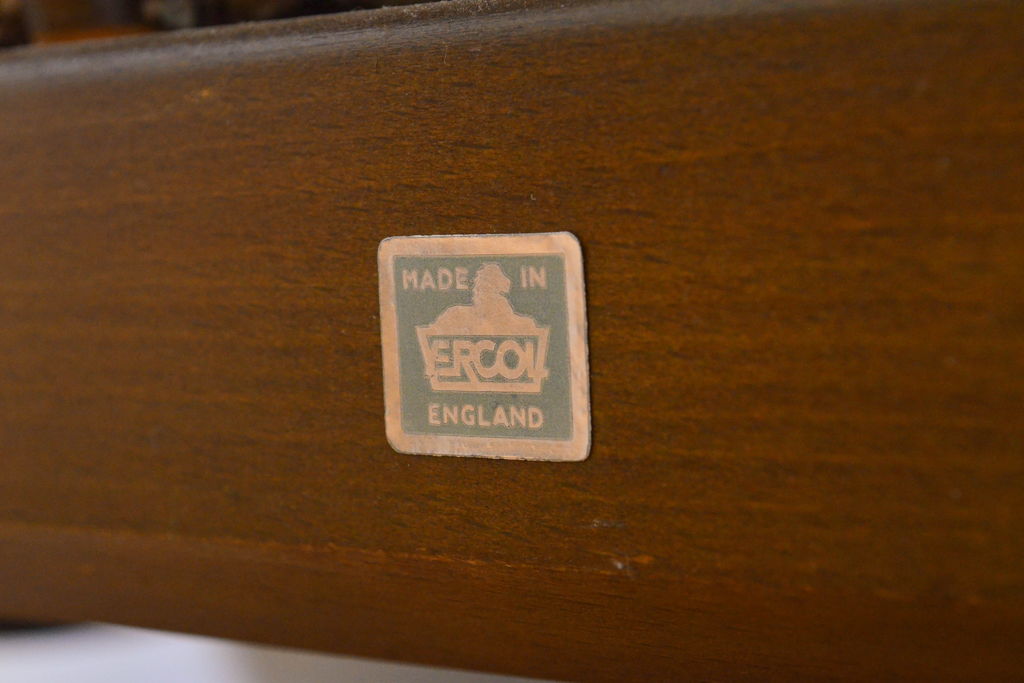 イギリスビンテージ　ERCOL(アーコール)　淡い色味のファブリックが上品な3人掛けソファ(ヴィンテージ、三人掛け、アームソファ、英国、北欧)(R-063033)