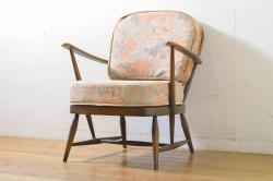 イギリスビンテージ　ERCOL(アーコール)　贅沢な一人の時間におすすめの1人掛けソファ(ヴィンテージ、一人掛け、チェア、椅子、アームチェア)(R-063036)
