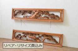 アンティーク建具　大正昭和初期　杉材一枚板　凝ったつくりの木製ドア(扉)(R-044933)