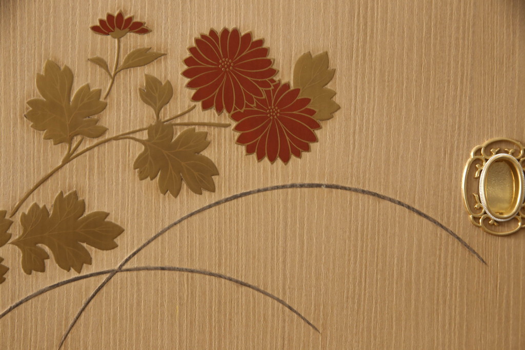 中古　伝統工芸士・中田静夫作　花の絵柄がかわいらしくも品を感じさせる紀州箪笥(大丸、桐たんす、衣装箪笥、和タンス、引き出し)(定価約220万円)(R-061669)