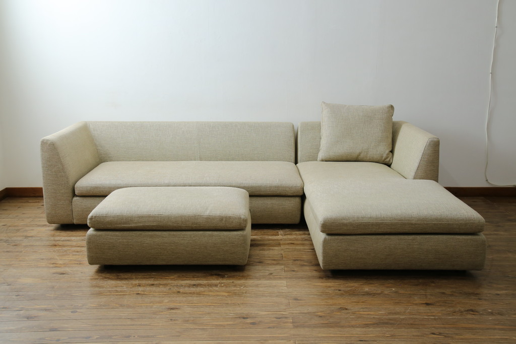 中古　美品　arflex(アルフレックス)　SONA(ソーナ)　心地よさと洗練を兼ね備えたオットマン付きカウチソファ(3人掛け、3P、三人掛け、2人掛けソファ、2PL字ソファ)(定価約115万円)(R-083189)