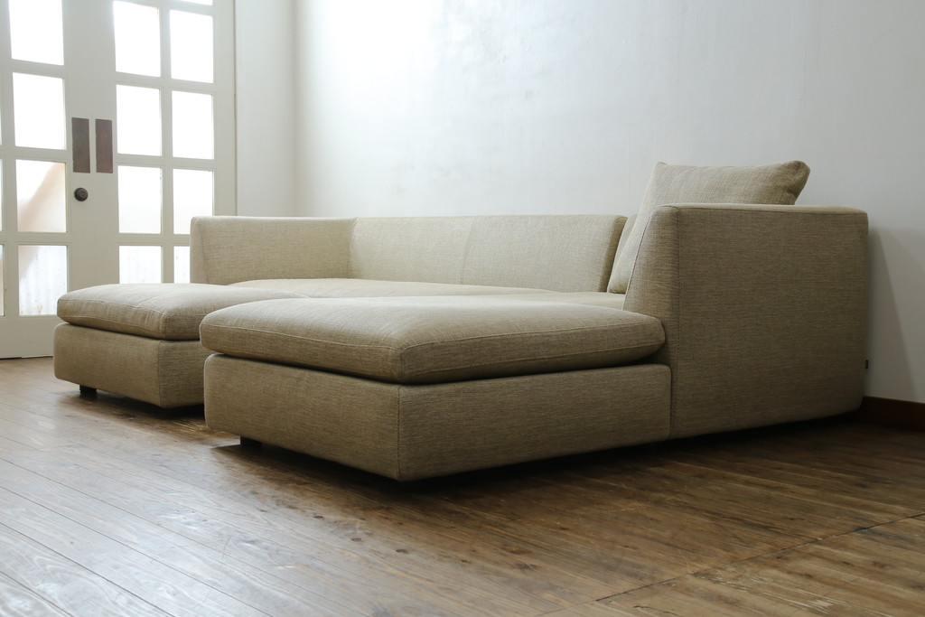 中古　美品　arflex(アルフレックス)　SONA(ソーナ)　心地よさと洗練を兼ね備えたオットマン付きカウチソファ(3人掛け、3P、三人掛け、2人掛けソファ、2PL字ソファ)(定価約115万円)(R-083189)