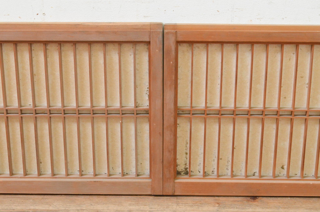 アンティーク建具　和モダンな空間を演出する障子窓2枚セット(障子戸、格子戸、引き戸)(R-068422)