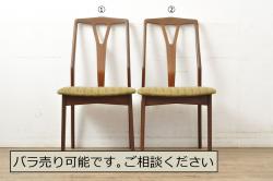 イタリアビンテージ　美品　モビリア　合皮　シンプルでモダンな佇まいが目を引くダイニングチェア2脚セット(椅子、イス、ヴィンテージ)(R-055496)