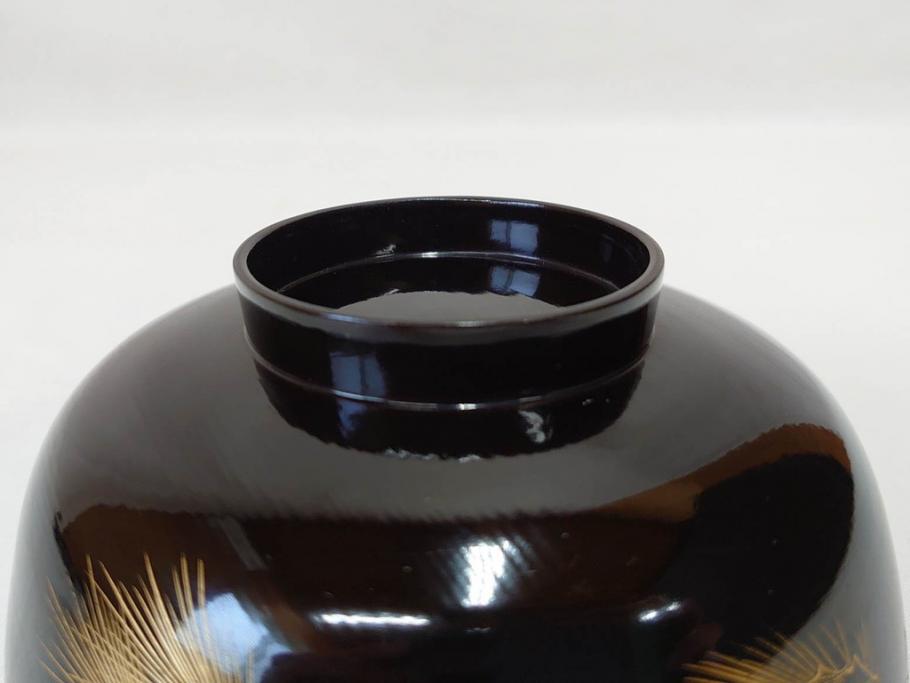 輪島塗り 木製漆器 蒔絵 松の実 約13cm 4.1寸 繊細な沈金の意匠