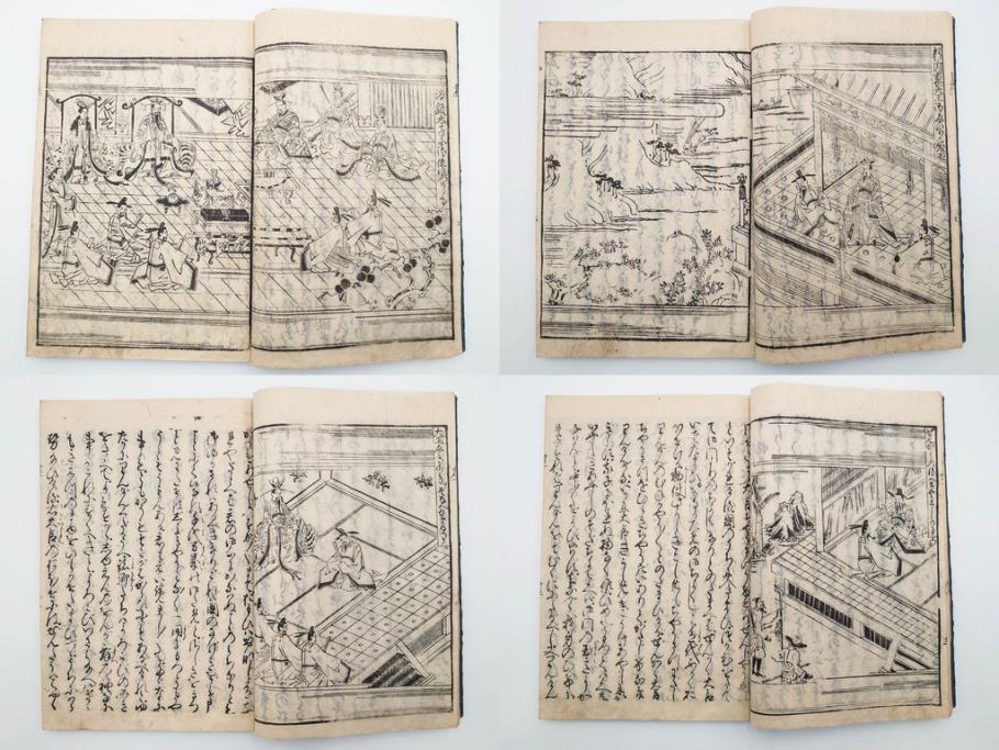 江戸期　寛文6年　「釈迦八相物語」5冊揃(木版画、仮名草紙、仏教、和本、古書)(R-084365)