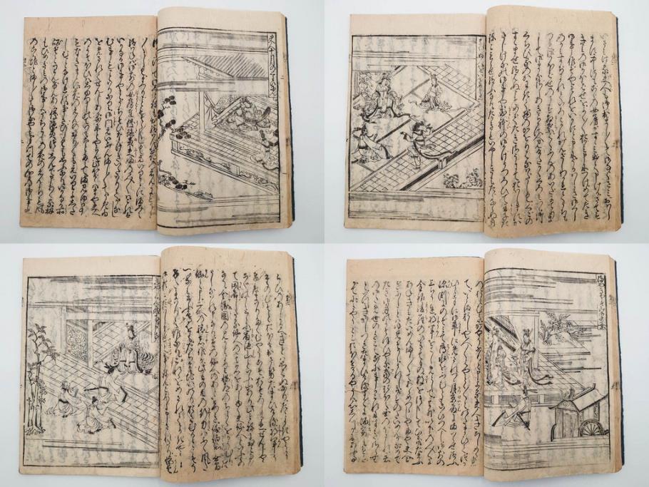 江戸期　寛文6年　「釈迦八相物語」5冊揃(木版画、仮名草紙、仏教、和本、古書)(R-084365)