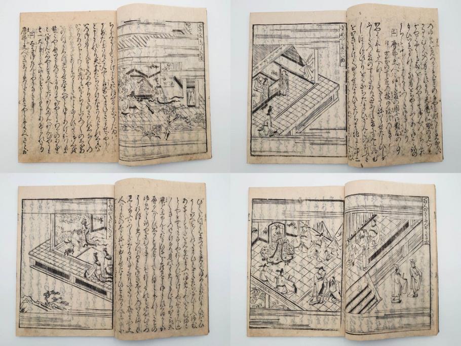 江戸期　寛文6年　「釈迦八相物語」5冊揃(木版画、仮名草紙、仏教、和本、古書)(R-084365)