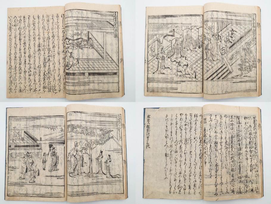江戸期　寛文6年　「釈迦八相物語」5冊揃(木版画、仮名草紙、仏教、和本、古書)(R-084365)
