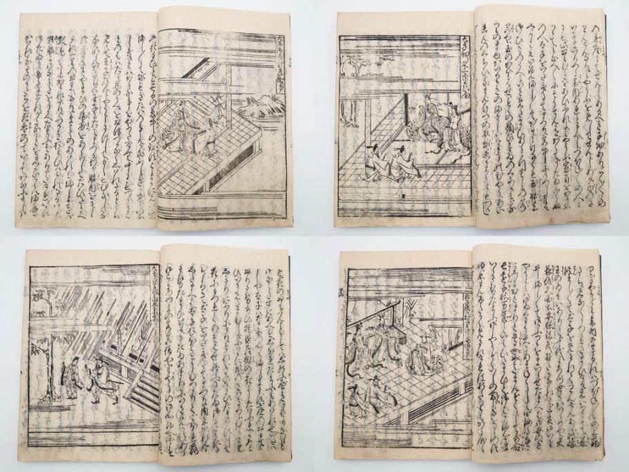 江戸期　寛文6年　「釈迦八相物語」5冊揃(木版画、仮名草紙、仏教、和本、古書)(R-084365)