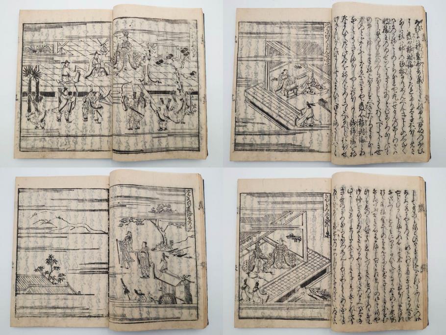 江戸期　寛文6年　「釈迦八相物語」5冊揃(木版画、仮名草紙、仏教、和本、古書)(R-084365)