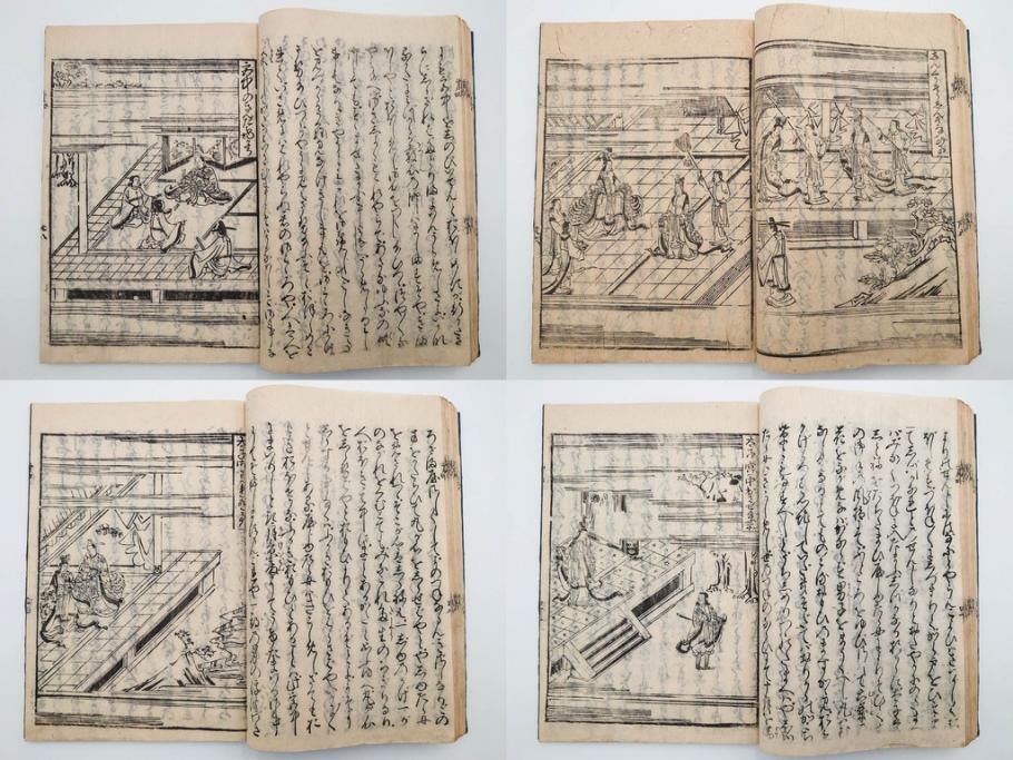 江戸期　寛文6年　「釈迦八相物語」5冊揃(木版画、仮名草紙、仏教、和本、古書)(R-084365)