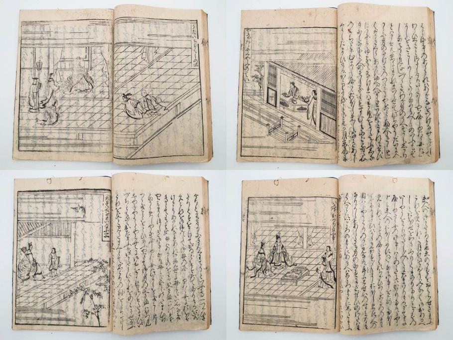 江戸期　寛文6年　「釈迦八相物語」5冊揃(木版画、仮名草紙、仏教、和本、古書)(R-084365)