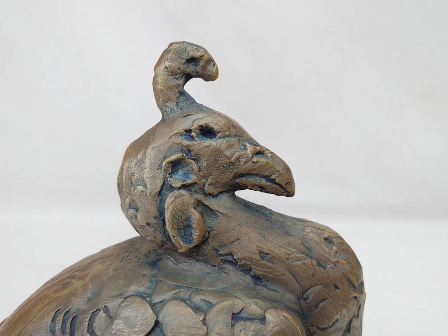 彫刻家　北村西望　1980年　白銅(洋銀)製　鳥寿　凛とした佇まいが美しい彫刻鳳凰(干支置物、酉、オブジェ、台座付き、共箱付き)(R-070765)