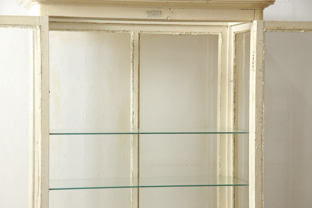和製アンティーク　レトロな雰囲気たっぷりのケビントガラスケース(飾り棚、陳列棚、収納棚、キャビネット)(R-058929)