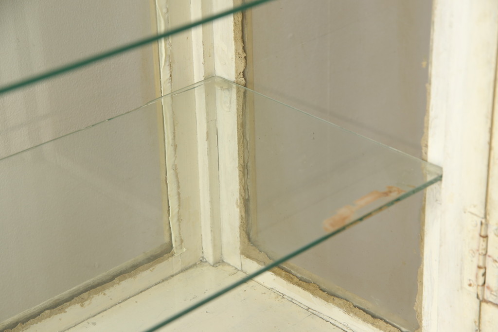 和製アンティーク　レトロな雰囲気たっぷりのケビントガラスケース(飾り棚、陳列棚、収納棚、キャビネット)(R-058929)