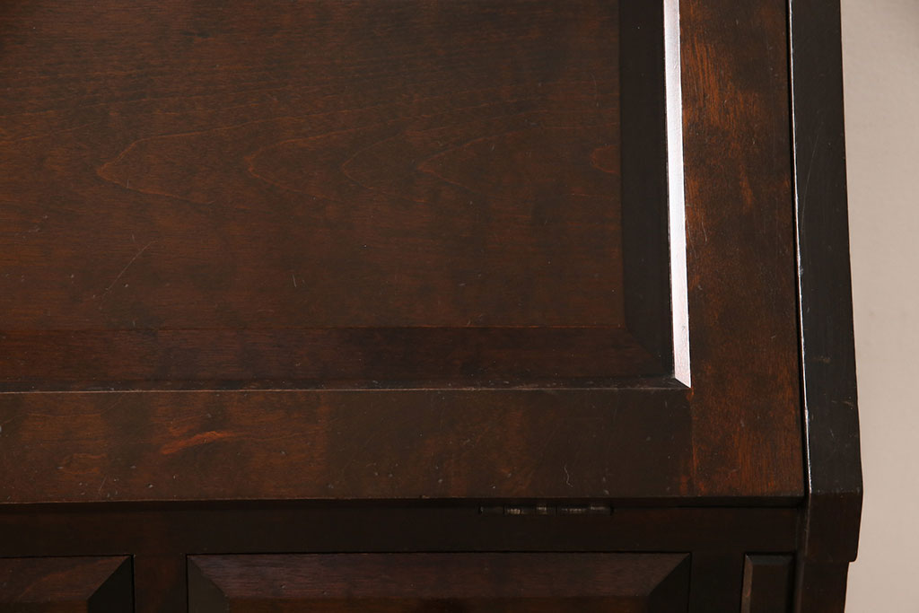 中古　北海道民芸家具　シンプルな美しさが際立つライティングビューロー(定価約34万円)(机、在宅ワーク、在宅用引き出し、ワークデスク)(R-052311)