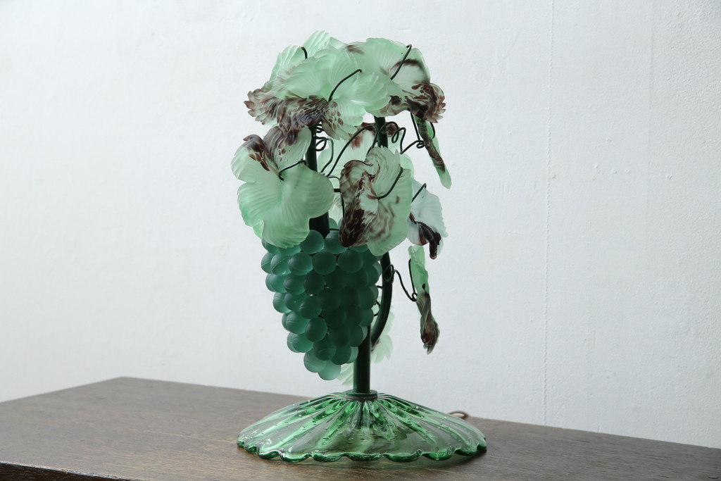 中古　イタリア　トーソー社(TOSO CESARE)　ムラーノガラス(MURANO)　ブドウ(葡萄、ぶどう)　1灯　空間のアクセントになるテーブルスタンド(テーブルライト、卓上ランプ、ベネチアングラス、ムラノガラス)(R-083330)