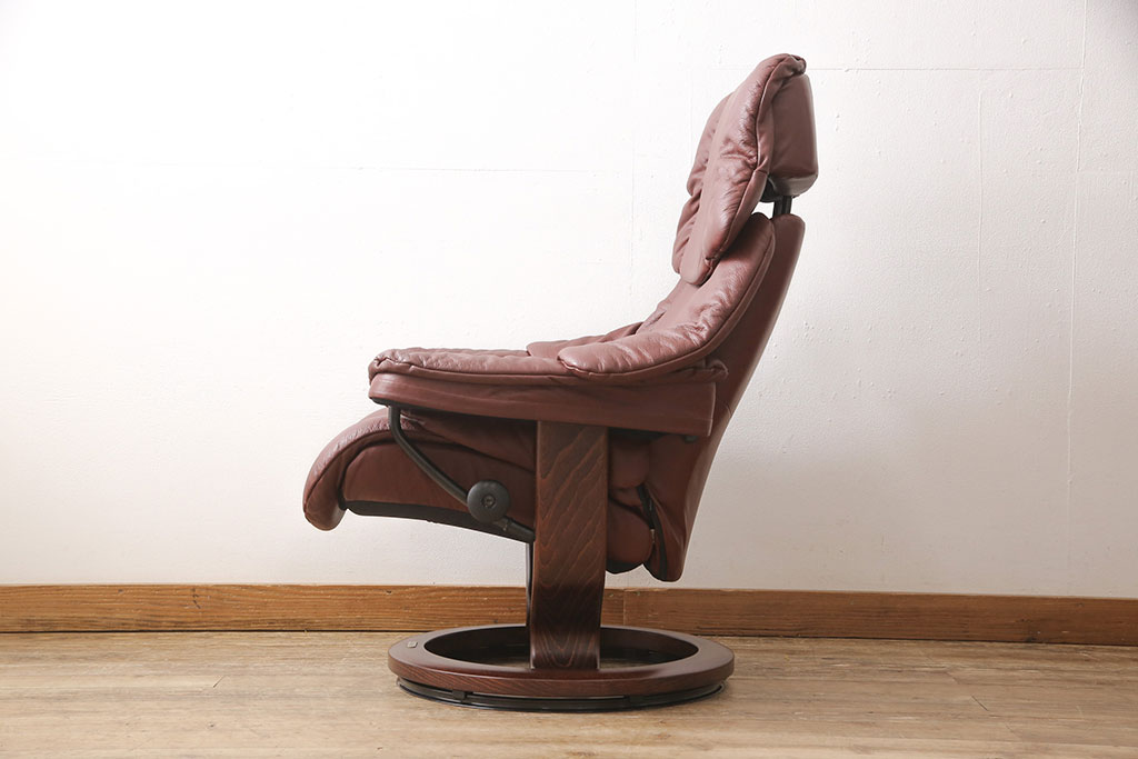 中古　EKORNES(エコーネス)　本革(レザー)　オットマン付き　ストレスレス レノ クラシック(M)(定価約37万9千円)(アームチェア、リクライニングチェア、椅子)(R-053467)