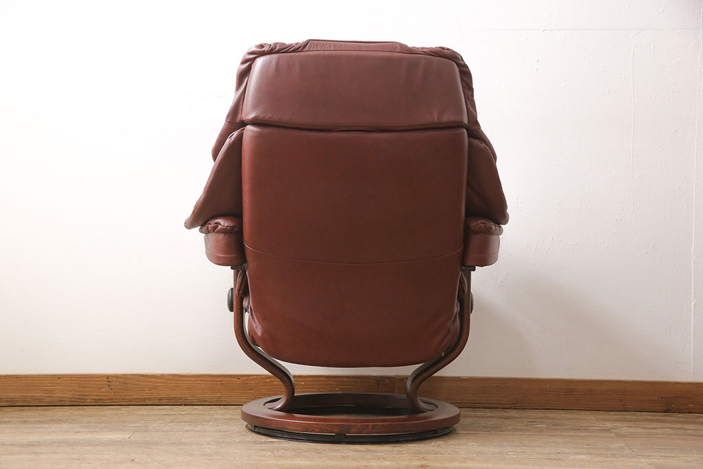 中古　EKORNES(エコーネス)　本革(レザー)　オットマン付き　ストレスレス レノ クラシック(M)(定価約37万9千円)(アームチェア、リクライニングチェア、椅子)(R-053467)