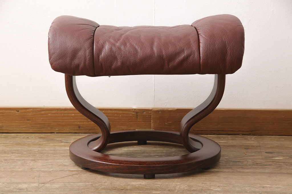 中古　EKORNES(エコーネス)　本革(レザー)　オットマン付き　ストレスレス レノ クラシック(M)(定価約37万9千円)(アームチェア、リクライニングチェア、椅子)(R-053467)