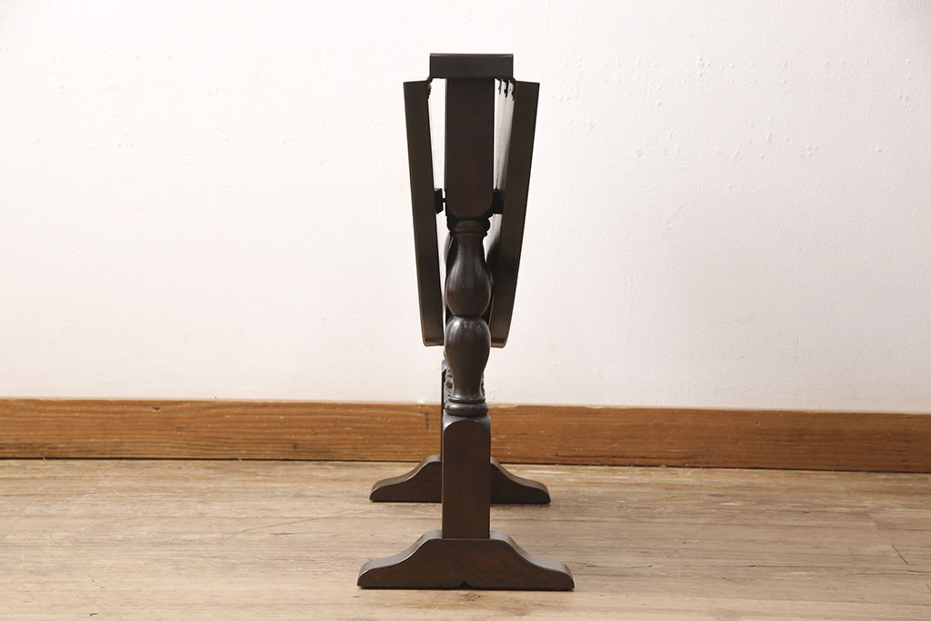 和製ビンテージ　松本民芸家具　脚のデザインがシックな#13型T・Fバタフライ卓(サイドテーブル、ラウンドテーブル、ドロップリーフテーブル、ヴィンテージ)(R-053075)