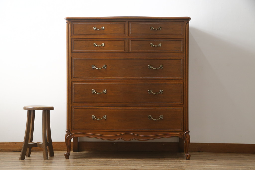 中古 美品　DREXEL HERITAGE(ドレクセルヘリテイジ)　Touraine(ツーレイン)　マホガニー材製の贅沢なアンティーク調チェスト(引き出し、サイドチェスト)(R-061346)