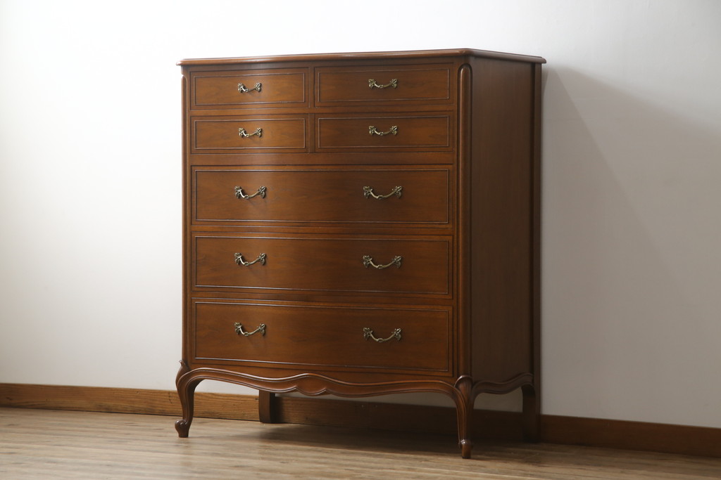中古 美品　DREXEL HERITAGE(ドレクセルヘリテイジ)　Touraine(ツーレイン)　マホガニー材製の贅沢なアンティーク調チェスト(引き出し、サイドチェスト)(R-061346)