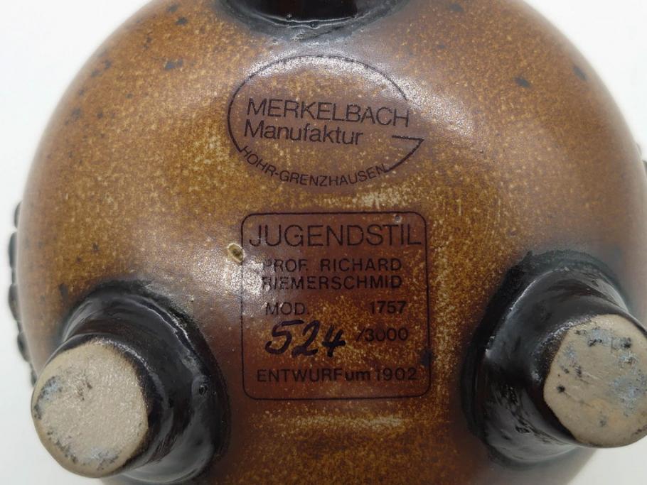 ドイツ　MERKELBACH(メルケルバッハ)　　限定3000　503/3000　524/3000　丸いフォルムとユニークなモチーフが可愛らしいビアマグ2点セット(蓋付き、ビールジョッキ、陶器、1757年、1902年、外箱付)(R-077767)