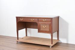 中古　美品　maruni(マルニ木工)　地中海ロイヤルシリーズ(ROYAL)　ゴールドの取っ手金具や丁寧に面取りされた装飾が気品を感じる片袖机(片袖デスク、ワークデスク、在宅用、在宅ワーク用)(定価約24万円)(R-084395)