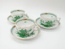 【骨董買取】ヘレンド　ハンガリー　HEREND HVNGARY　インドの華　ティーカップ&ソーサー(HUNGARY、洋食器、C&S、グリーン)を買取りました。