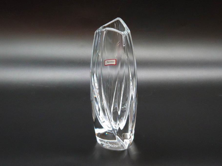 フランス　Baccarat　バカラ　ジベルニー　RRigot(リゴット)　柔らかな曲線美が輝く花瓶(花器、花生け、フラワーベース、花入れ、クリスタルガラス、外箱付き)(R-077675)