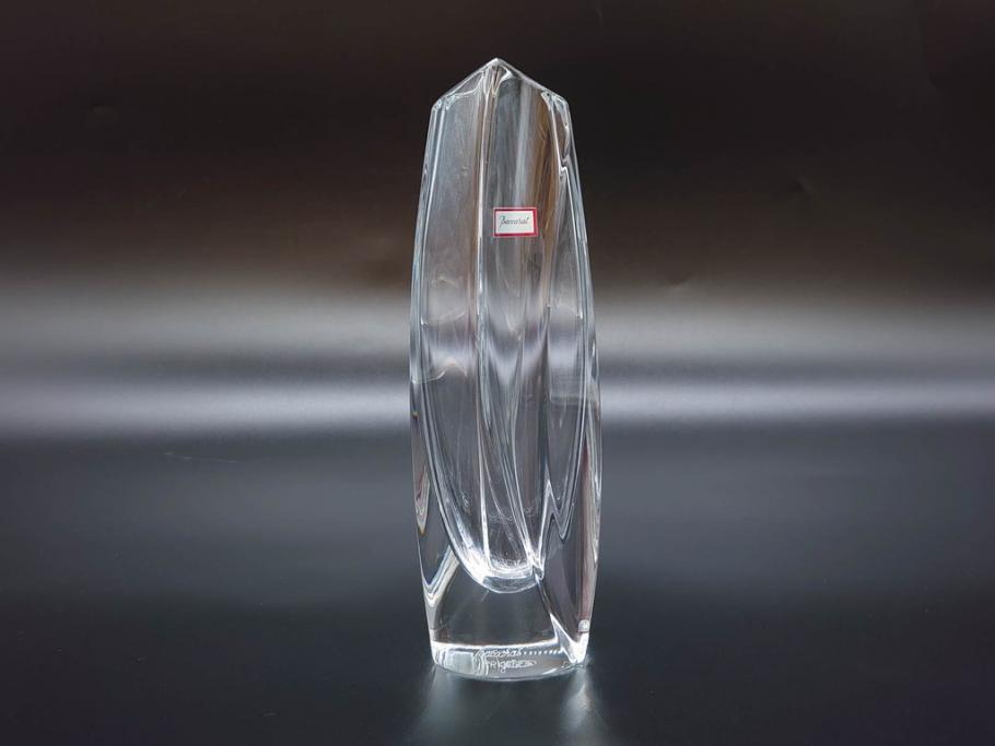 フランス　Baccarat　バカラ　ジベルニー　RRigot(リゴット)　柔らかな曲線美が輝く花瓶(花器、花生け、フラワーベース、花入れ、クリスタルガラス、外箱付き)(R-077675)