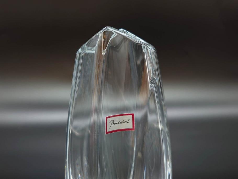 フランス　Baccarat　バカラ　ジベルニー　RRigot(リゴット)　柔らかな曲線美が輝く花瓶(花器、花生け、フラワーベース、花入れ、クリスタルガラス、外箱付き)(R-077675)