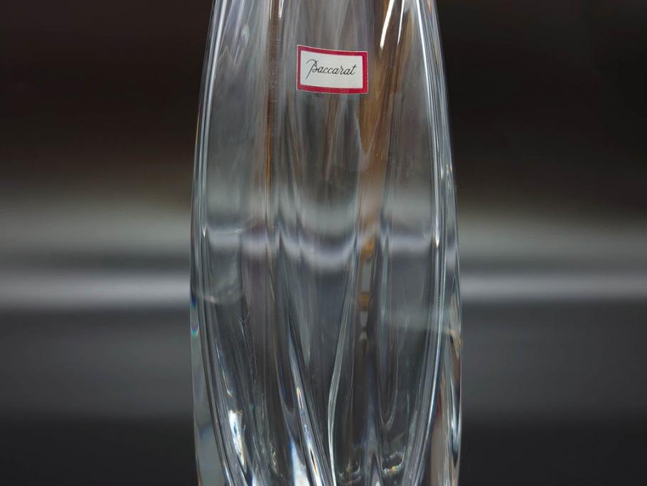 フランス　Baccarat　バカラ　ジベルニー　RRigot(リゴット)　柔らかな曲線美が輝く花瓶(花器、花生け、フラワーベース、花入れ、クリスタルガラス、外箱付き)(R-077675)