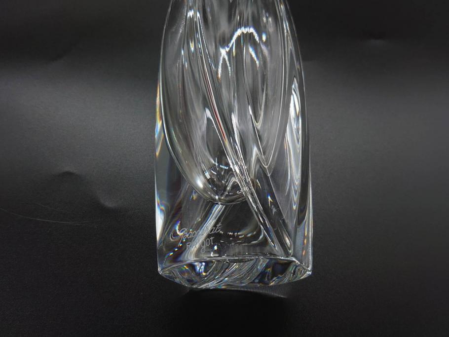 フランス　Baccarat　バカラ　ジベルニー　RRigot(リゴット)　柔らかな曲線美が輝く花瓶(花器、花生け、フラワーベース、花入れ、クリスタルガラス、外箱付き)(R-077675)