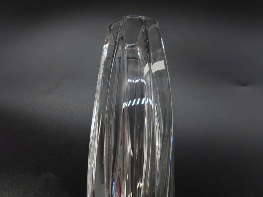 フランス　Baccarat　バカラ　ジベルニー　RRigot(リゴット)　柔らかな曲線美が輝く花瓶(花器、花生け、フラワーベース、花入れ、クリスタルガラス、外箱付き)(R-077675)